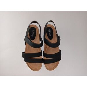 Eurosoft Gliby Women's Black Slingback Comfort Strappy Wedge Sandals Size 10 W